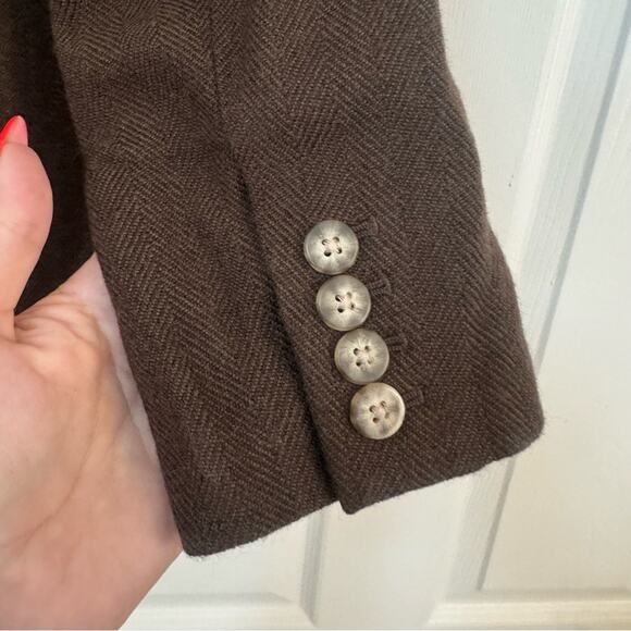 Juicy Couture Y2K Brown Herringbone Wool Blazer w/Silk Lining - Picture 5 of 11